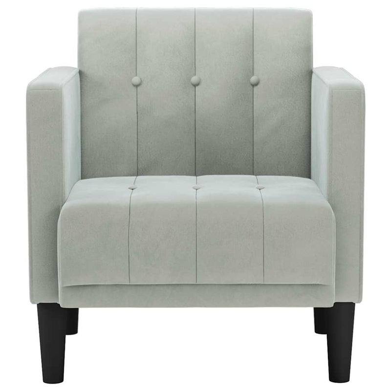 Sofa Fotel z Podłokietnikami Jasnoszary 53 cm Aksamit