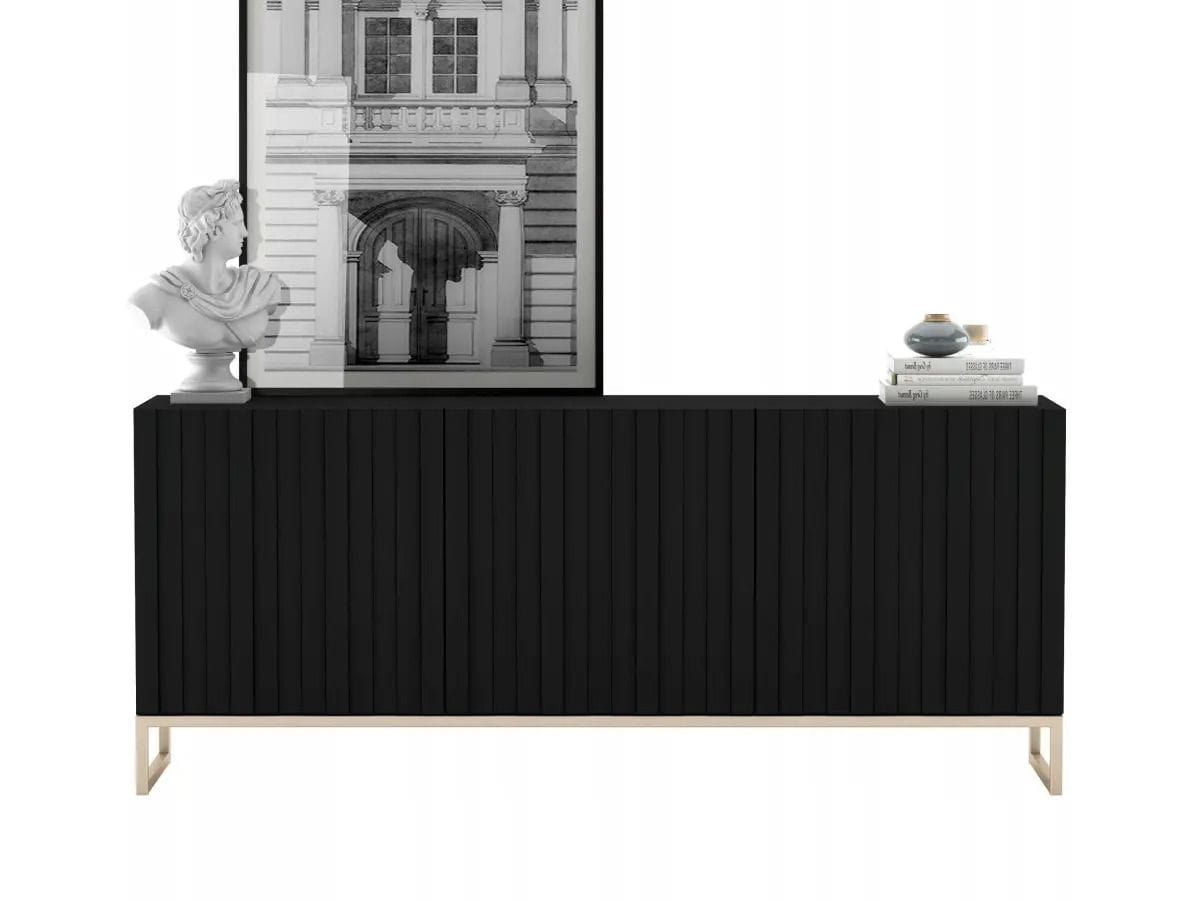 Komoda RTV, szafka stojąca, glamour, GRAVO, 168x37x72 cm, czarny, mat | TYLETEGOTU