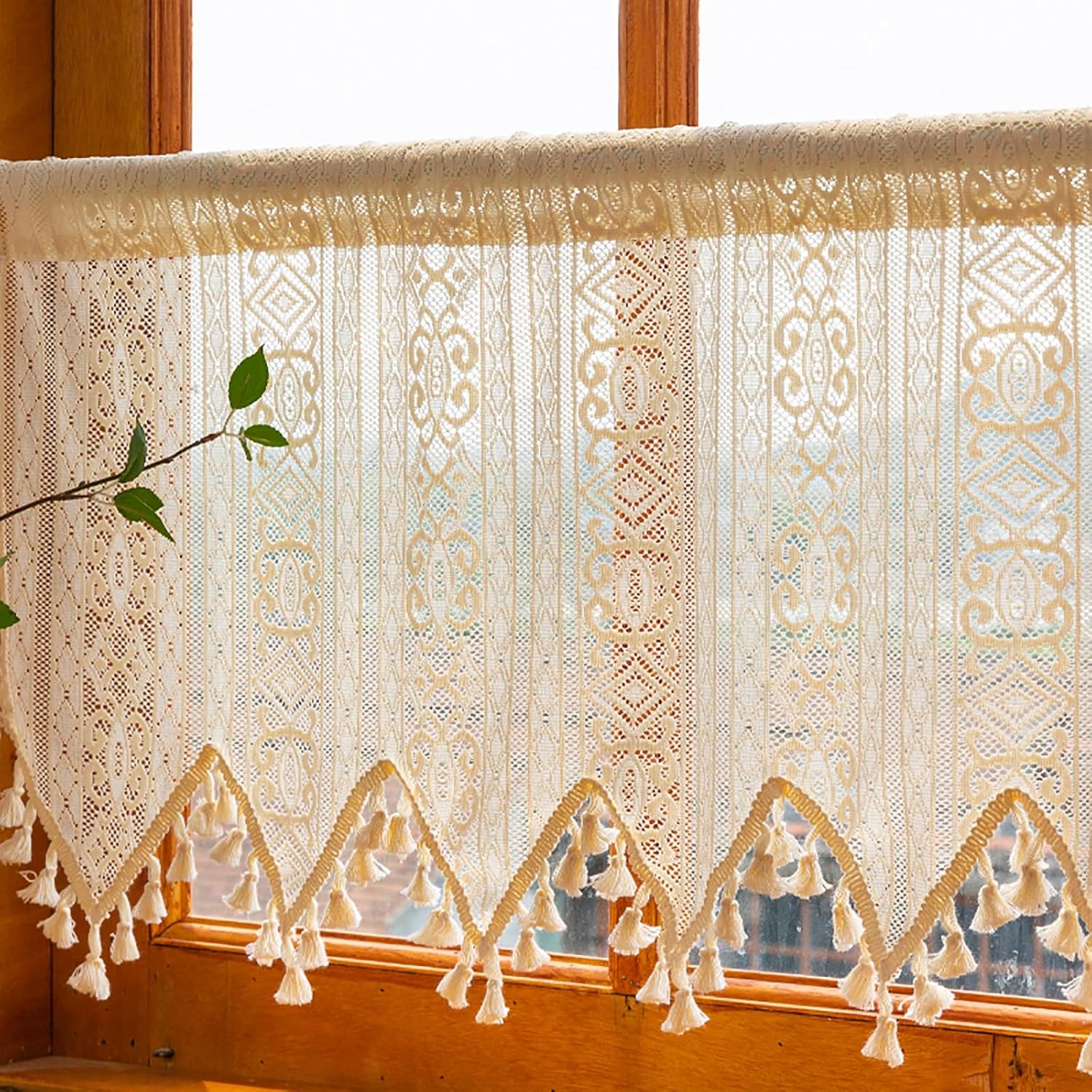 Zasłony kuchenne - Krótkie bawełniane i lniane zasłony retro -Zasłona zaciemniająca z pół lambrekinami -Zasłona bistro z kieszenią na drążek(132*45cm)