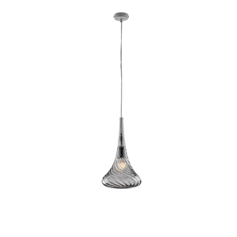 Sospensione in ferro con vetro grigio pyrex 1 luce H.42 - MAX 142 - Ø20