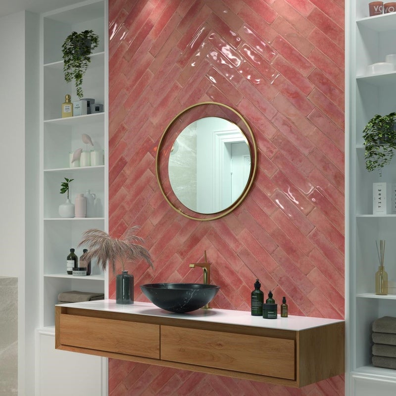 Płytka porcelanowa premium ULTRAGLOSS o efekcie zellige Agadir Amaranto 7x28 cm