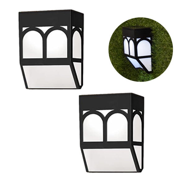 Lampa solarna zewnętrzna, 2 sztuki, solarne LED światło do ogrodzenia, lampa ścienna solarna - biała światłość