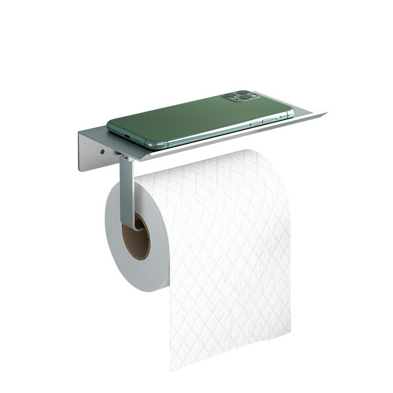 Aluminiowy uchwyt na papier toaletowy montowany na ścianie (perforowany) z przestronnymi półkami do toalety i kuchni