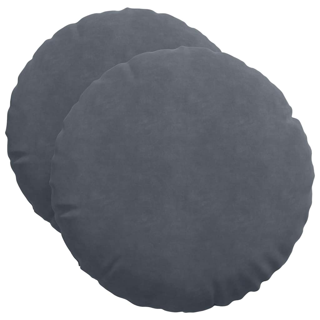 Poduszki na siedziska 2 pcs Ciemnoszary Ø50 x 19 cm Aksamit