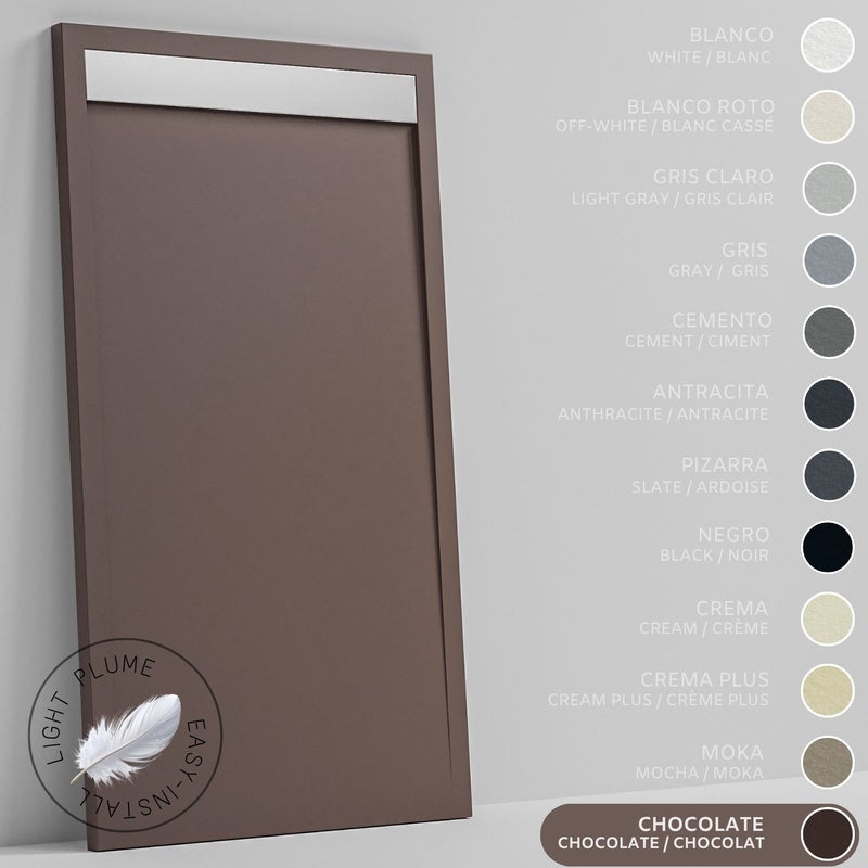 SOULHOME Lekki Brodzik z Żywicy tekstura Łupka – czekoladowy- 100X70- Niski 3cm– Ruszt INOX