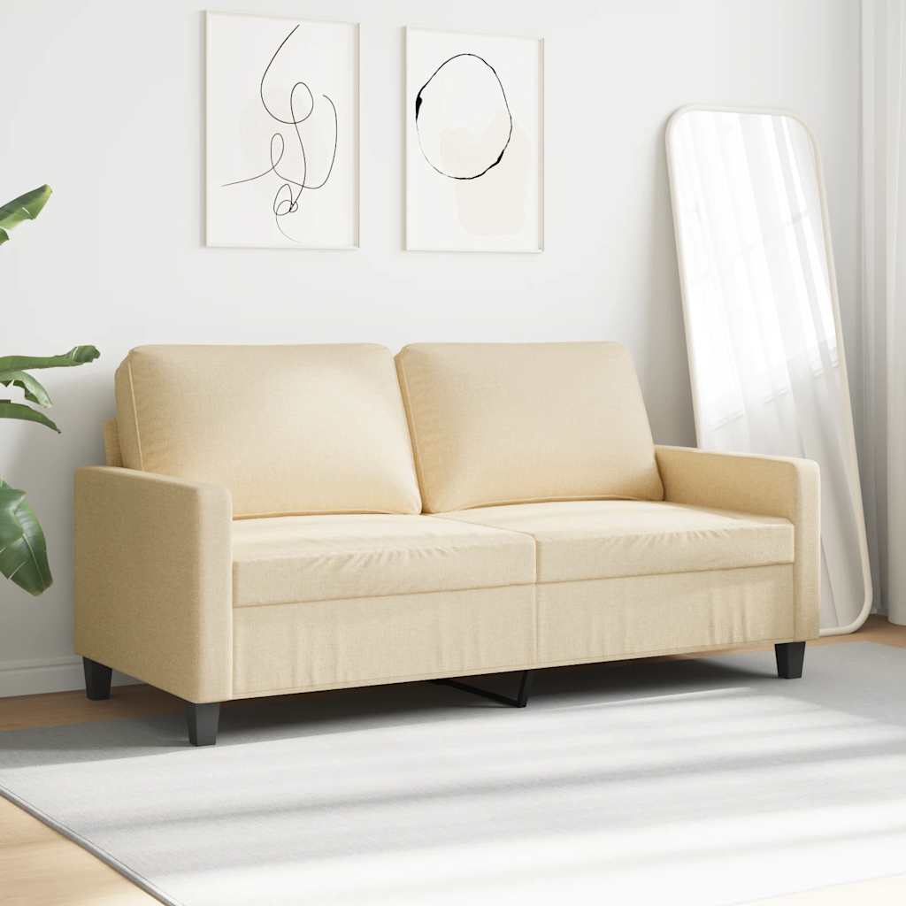 2-osobowa sofa, kremowa, 140 cm, tapicerowana tkaniną