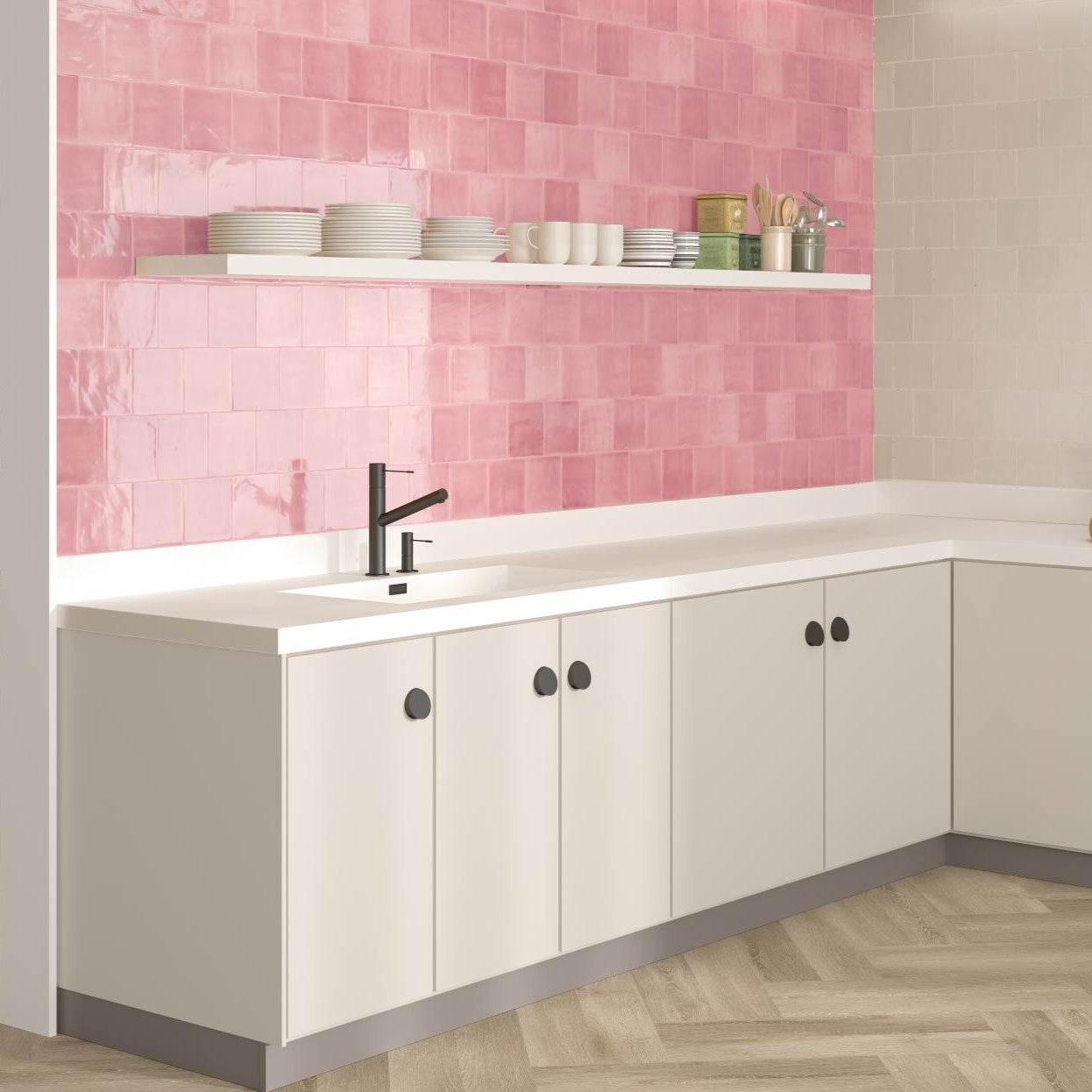 PŁYTKA TABARCA ROSA 15x15 CM EFEKT ZELLIGE RÓŻOWA BŁYSZCZĄCA PŁYTKA CERAMICZNA PREMIUM