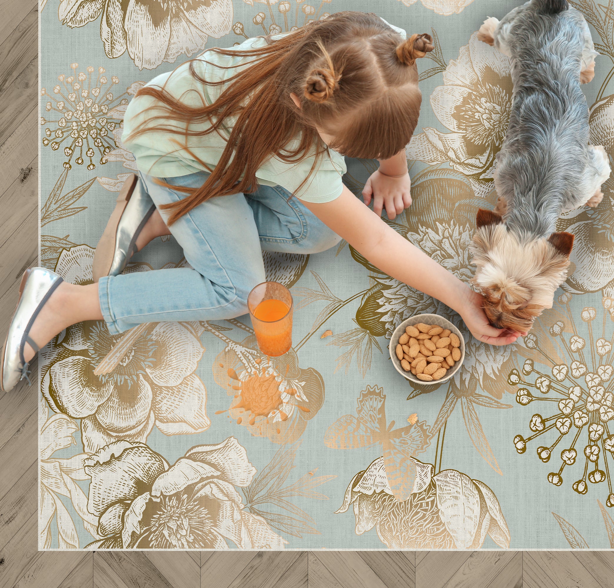 Winylowy dywan Golden bird 133x200 cm - antypoślizgowy dywan z PVC, gładki nadruk, winylowy dywan do kuchni lub salonu, zmywalny