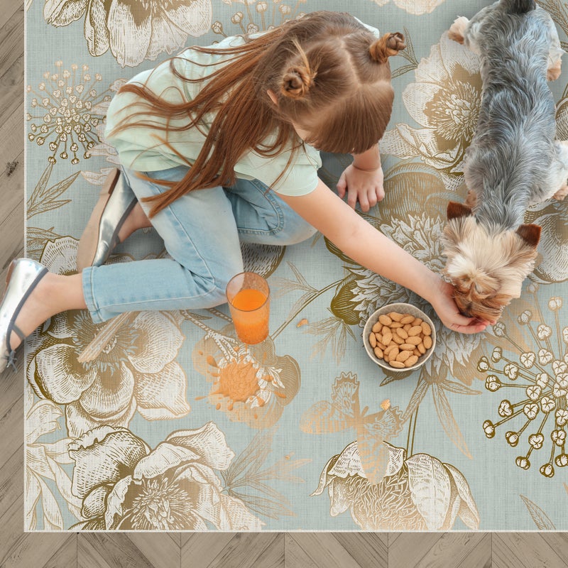 Winylowy dywan Golden bird 133x200 cm - antypoślizgowy dywan z PVC, gładki nadruk, winylowy dywan do kuchni lub salonu, zmywalny