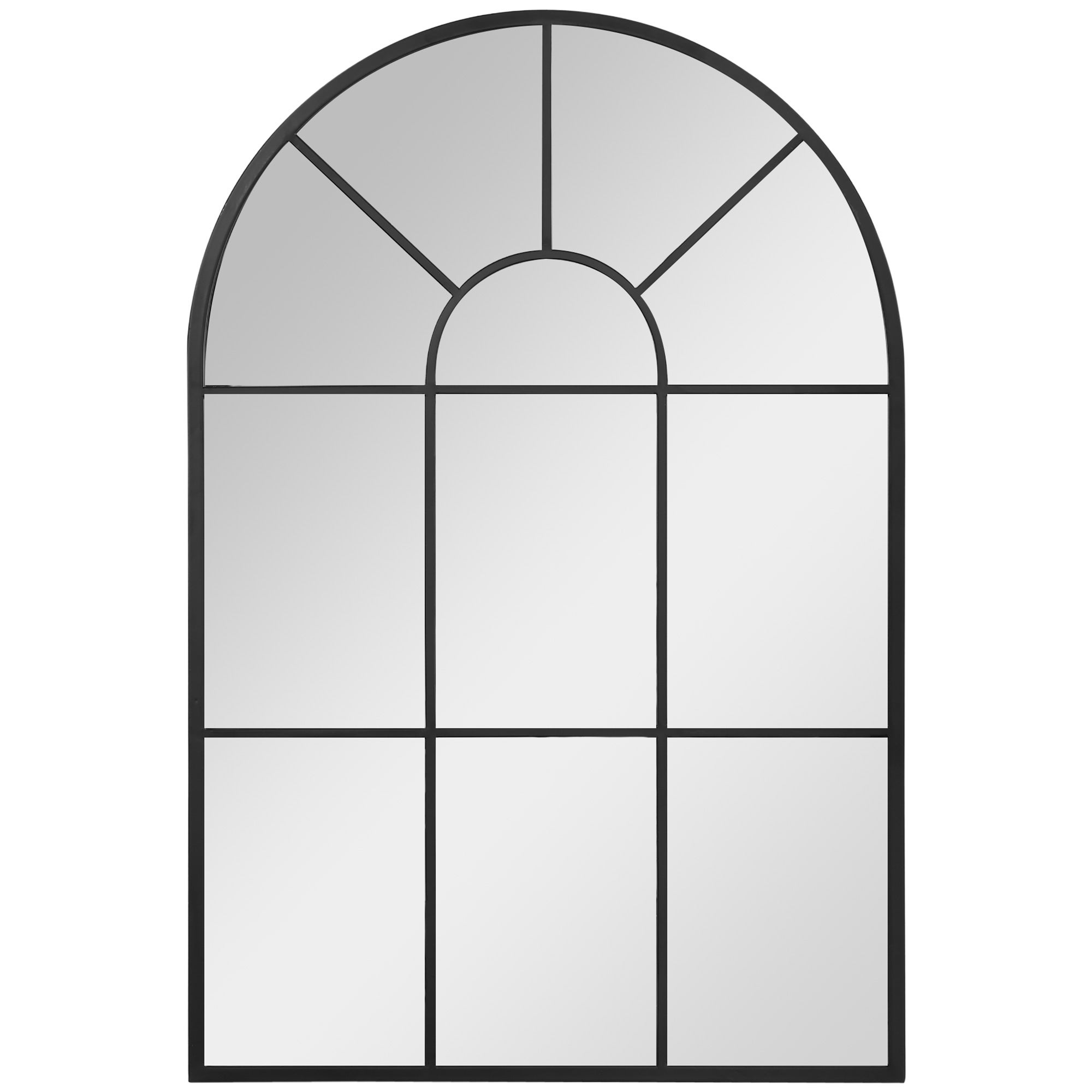 Lustro okienne z metalową ramą, 91 cm x 2 cm x 60 cm Czarne