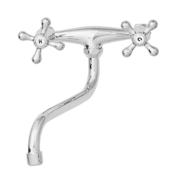 Bateria kuchenna ścienna z wylewką typu „S” (200 mm) Invena Roma srebrny