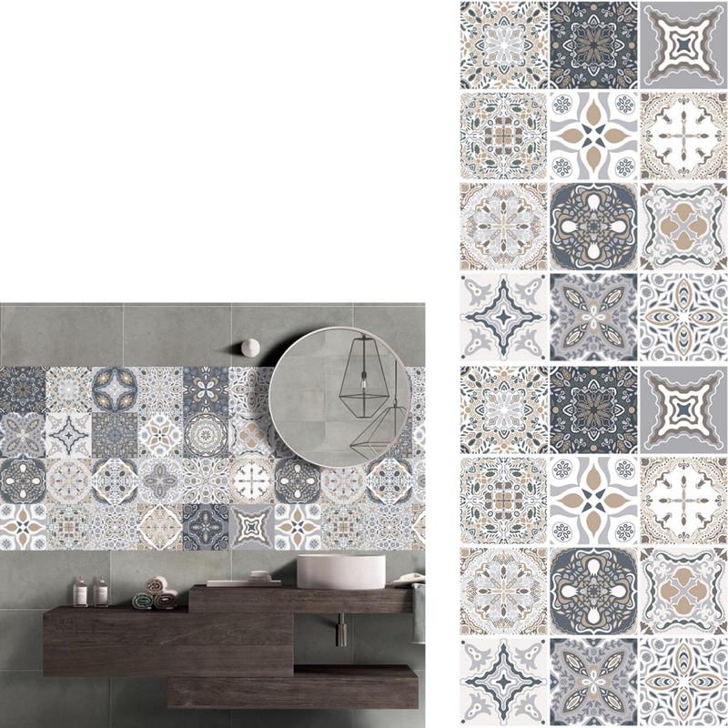 Tegelstickers Muurdecoratie Badkamer Keuken Muursticker Waterdichte Naklejki dekoracyjne PCV - Naklejka 2D w stylu retro (Stijl-14, 6 x 6 cali)