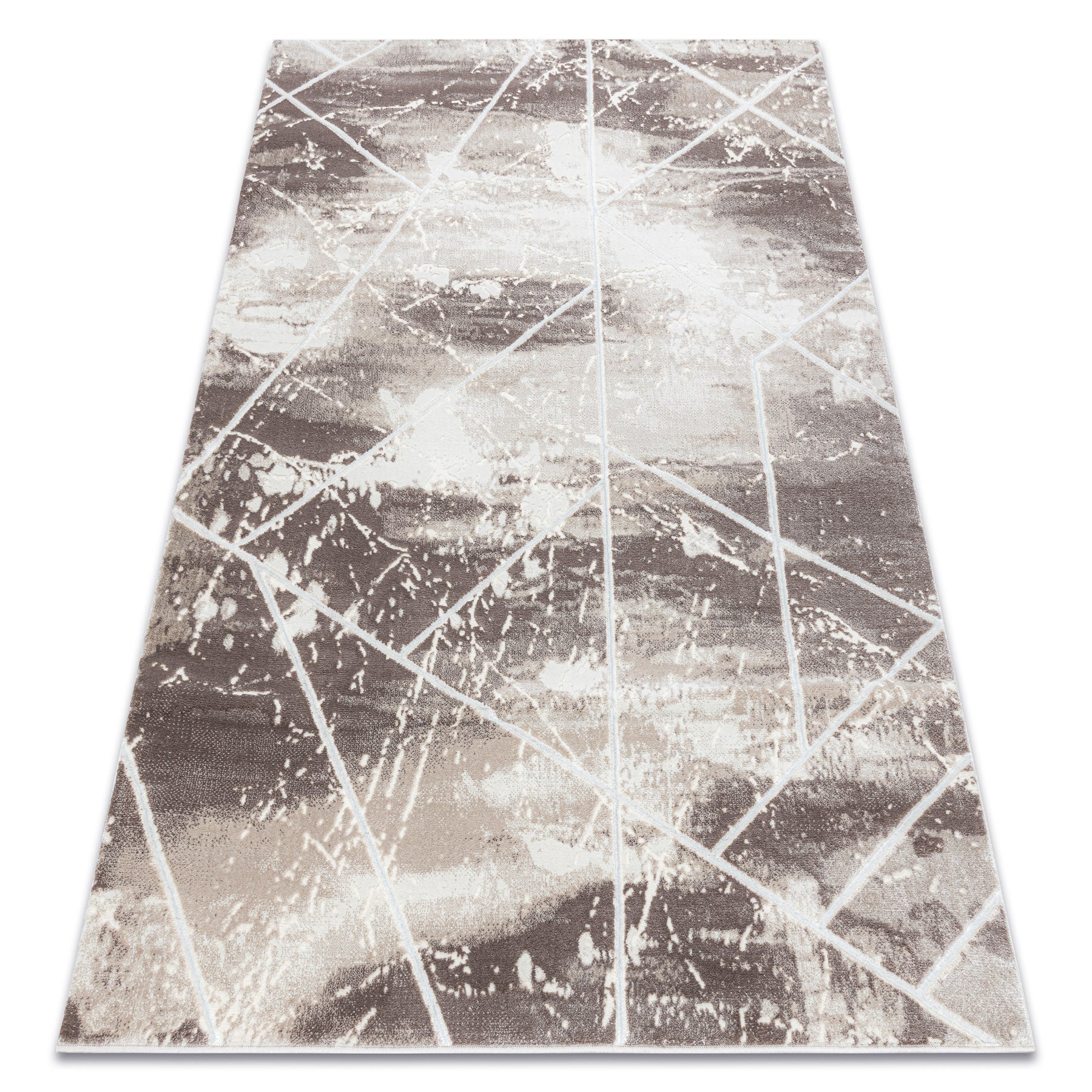 Dywan CORE 1818 Geometryczny - Strukturalny, dwa poziomy runa, kość słoniowa / biały 140x190 cm