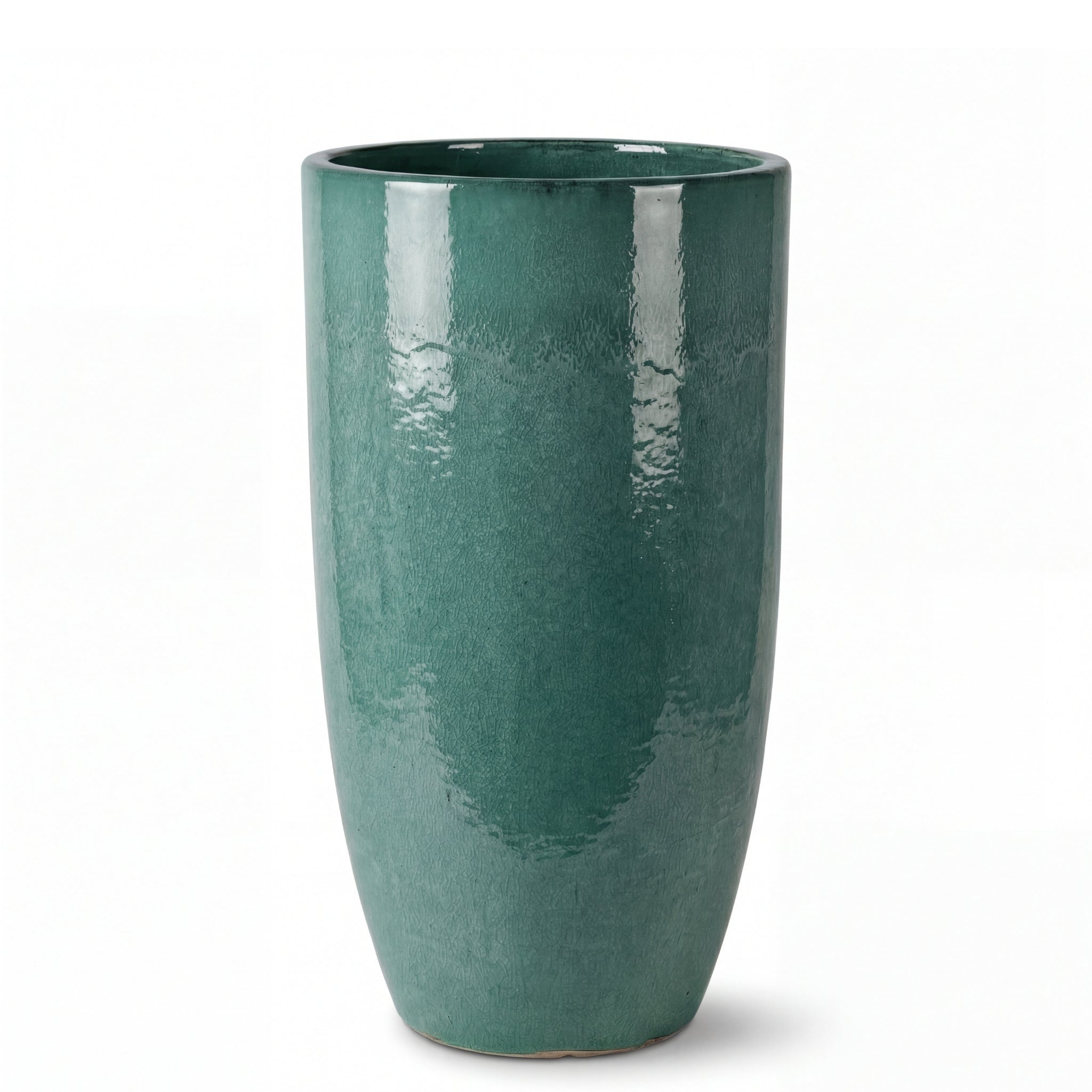 Donica ceramiczna Provencelia EIFFEL2 Zielony, sred.37 x H70 cm, mrozoodporna, rękodzieło, szkliwiona
