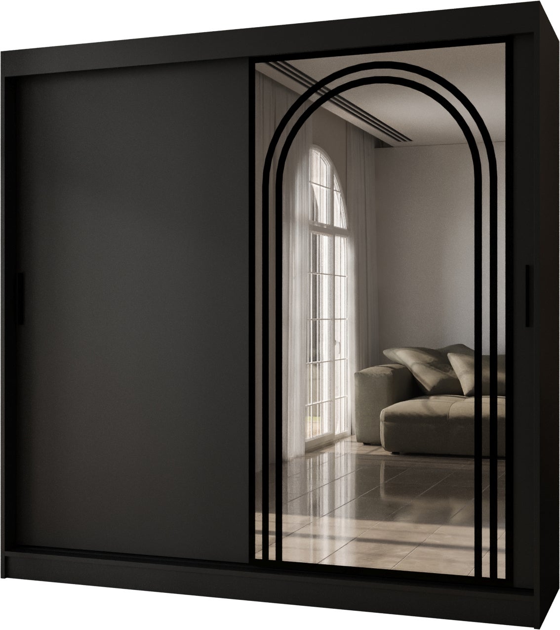 Szafa przesuwna z lustrem VIGO 200 x 62 x 200 czarny + u. czarny