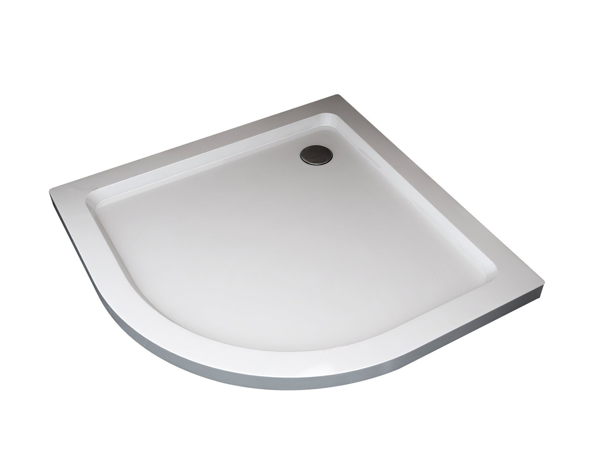 Niski brodzik półokrągły z ABS, wysokość 5 cm, z syfonem w zestawie, 80x80 cm.