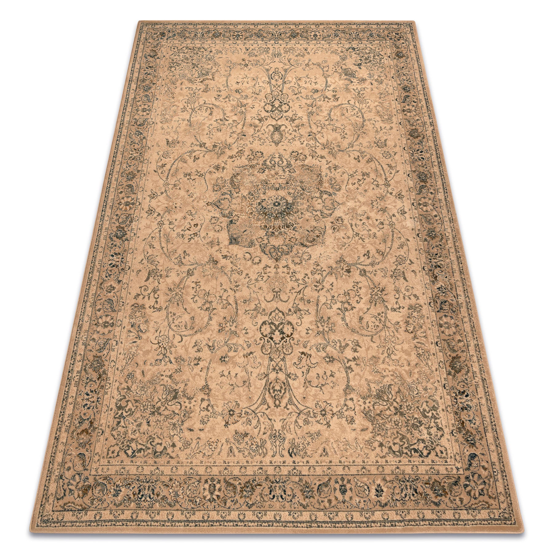 Dywan wełniany POLONIA KORDOBA25 Rozeta, ramka antyczny beż 170x235 cm