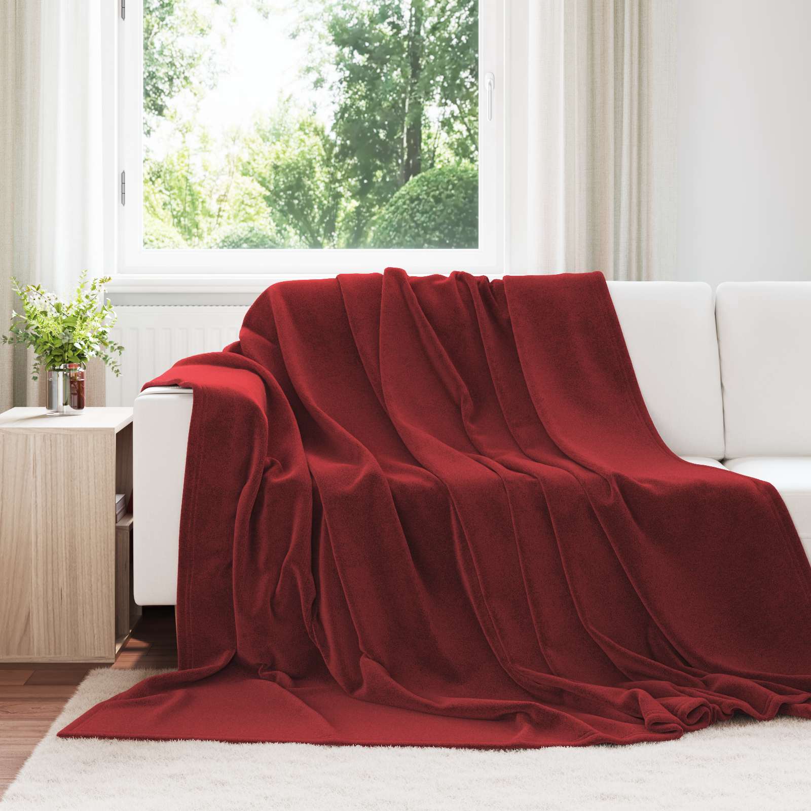 Koce narzutowe 6 pcs Bordeaux Czerwony 220 x 240 cm Polar vidaXL