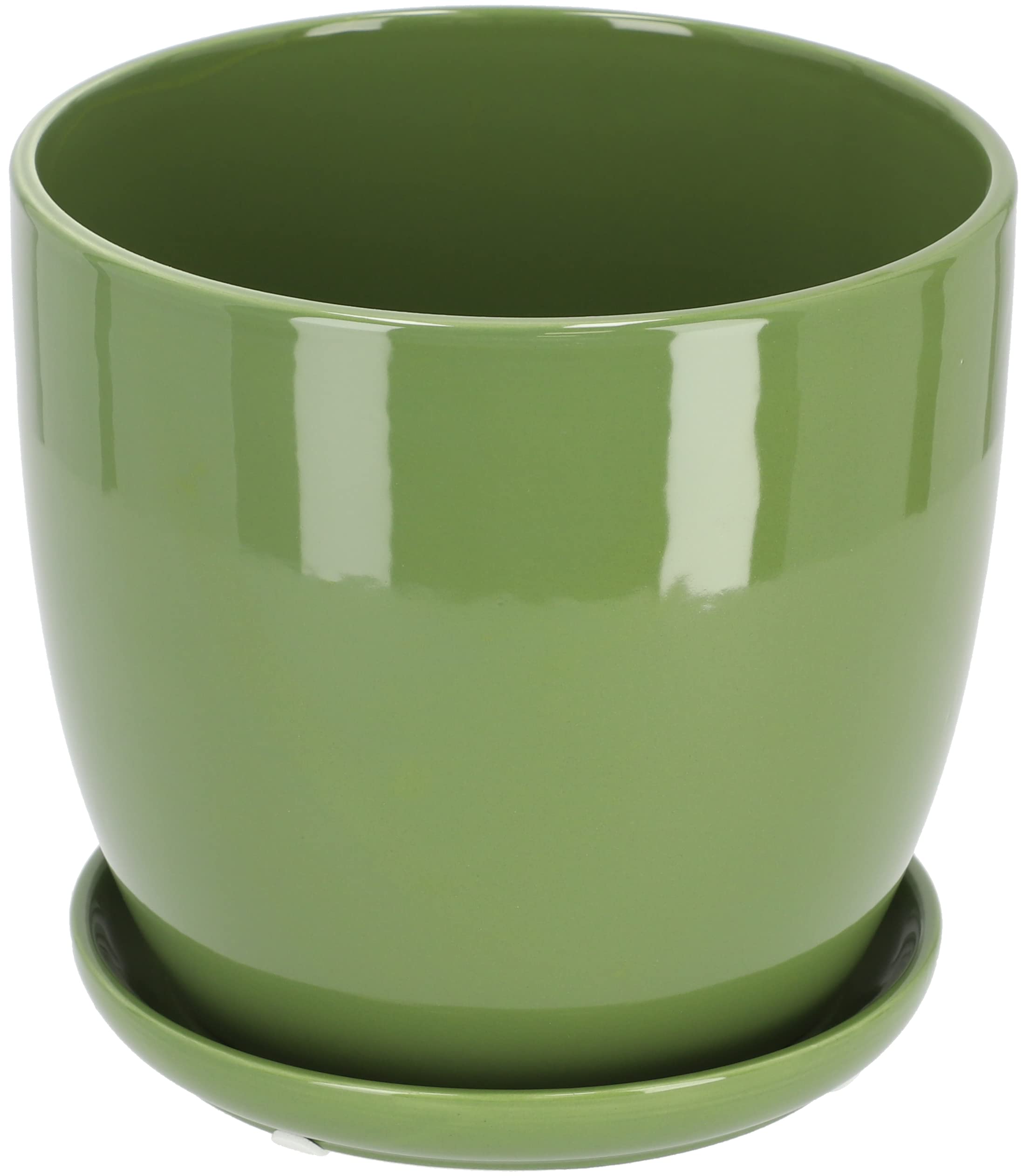 Doniczka donica osłonka ceramiczna z podstawką zielona ⌀13 cm - KOTARBAU