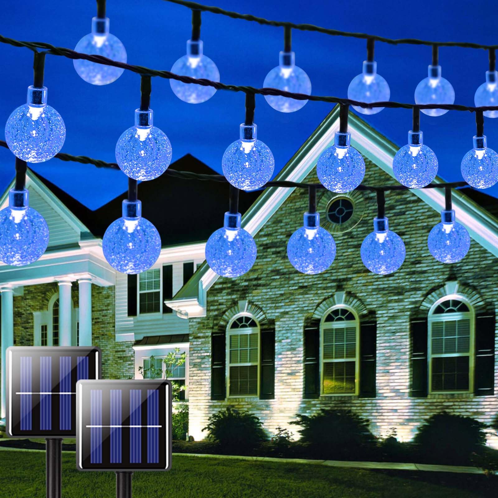 Zestaw sztuk solarnych łańcuchów świetlnych na zewnątrz diod LED łańcuchów solarnych z trybami do ogrodu trawnika patio niebieskie światło