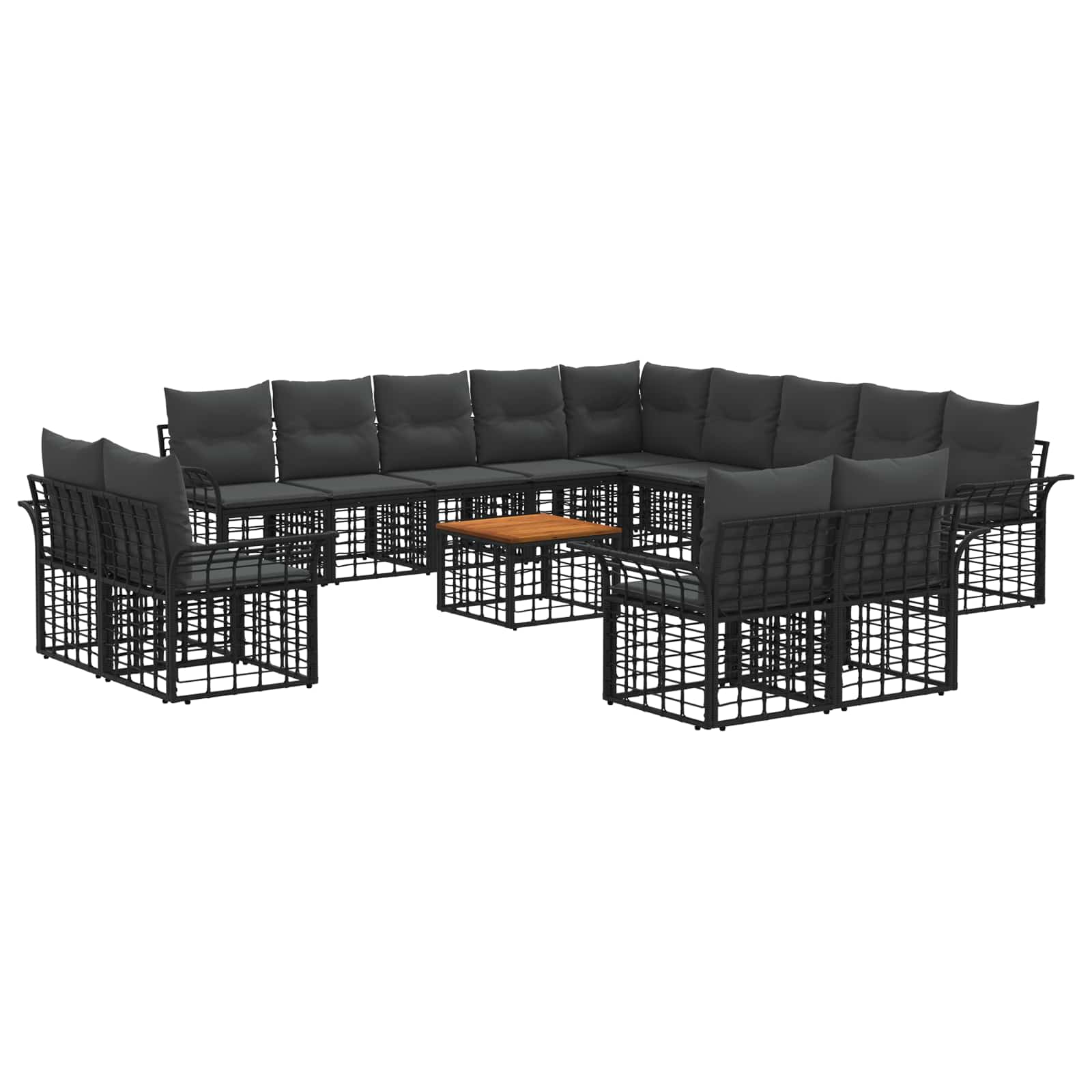 Zestaw sof na zewnątrz 14 pcs Czarny i Ciemnoszary Poliester vidaXL