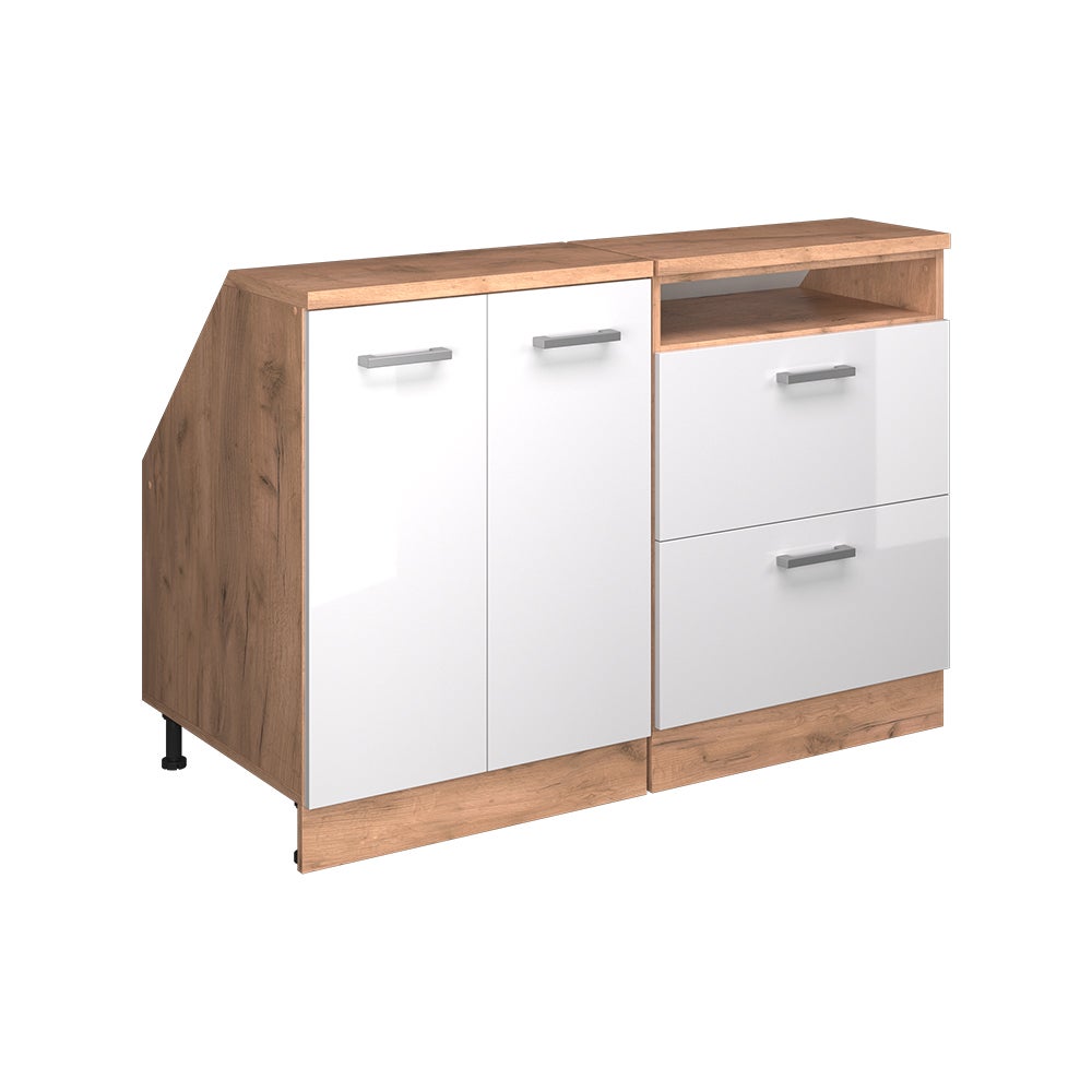 Vicco Zestaw szafek na dach skośny Rion, Biały wysoki połysk, 120 cm Zestaw 2 korpusów szafy głębokość 60 cm