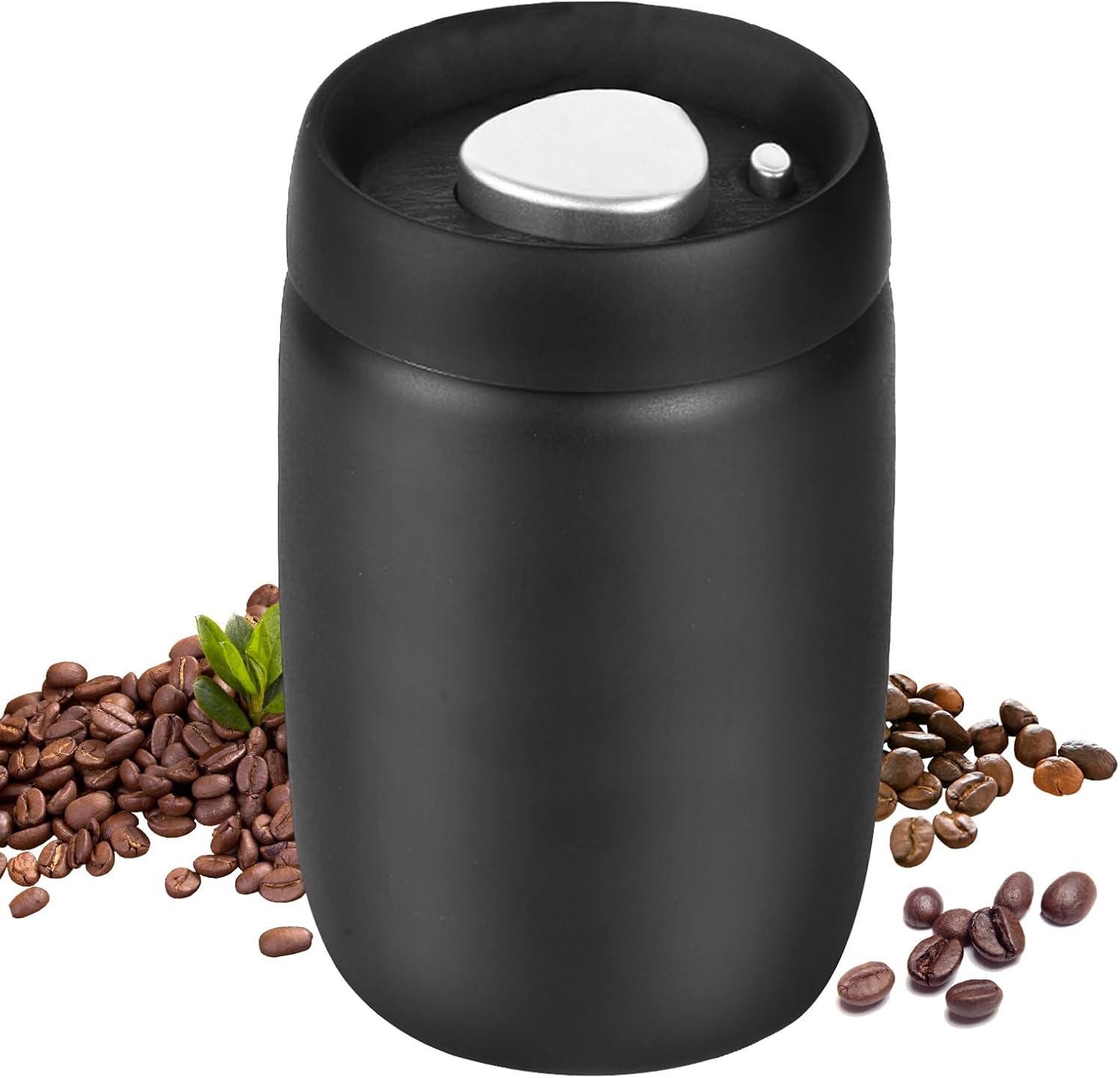 Hermetyczny pojemnik na kawę ze stali – Matowa czerń – 1200 ml