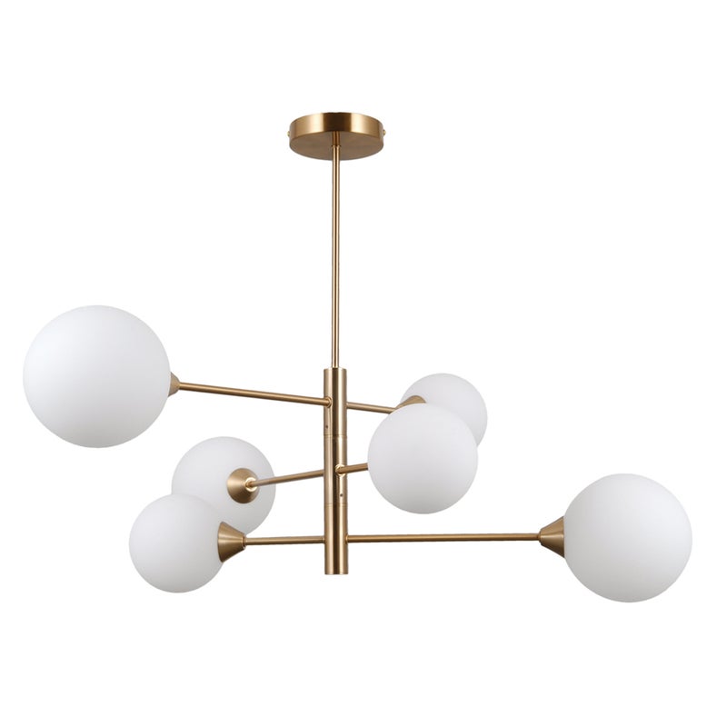 Lampa wisząca białe kule Evora mosiężno-złota 6xG9x5W metal wym:59x64x64cm IP20 Italux