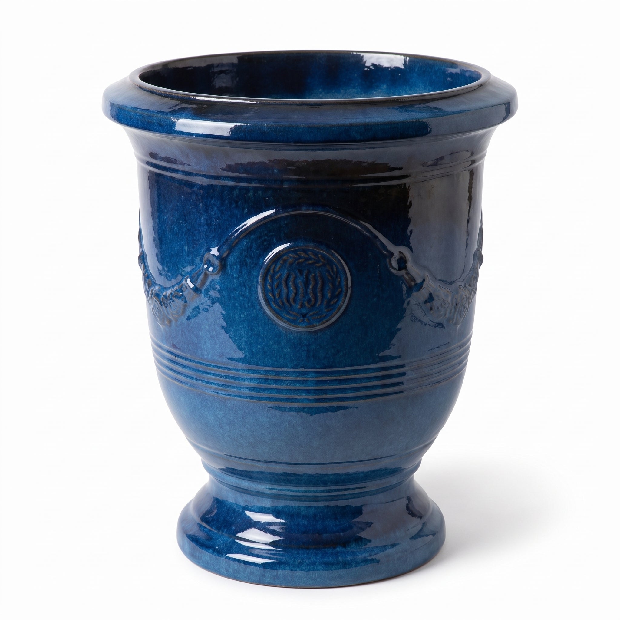 Donica ceramiczna Provencelia RICHELIEU Azurowy, sred.46 x H56 cm, mrozoodporna, rękodzieło, szkliwiona