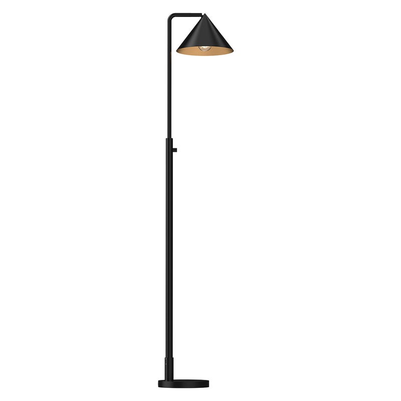 Lampa stojąca podłogowa nowoczesna czarna matowa stożkowy klosz 1xE27 60W REMYCK Alora Mood