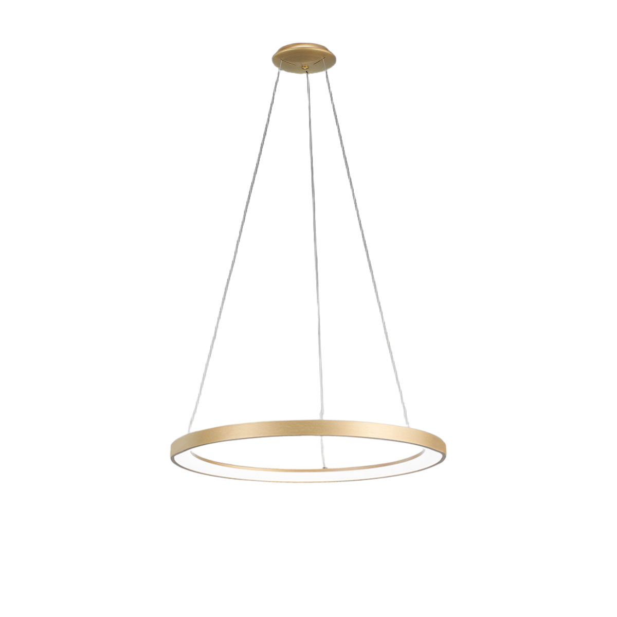 KRIZIA S/G 3000K Złota Lampa Wisząca - 60W LED 4600lm Ściemnialna Faza Cięcia + Wciskany Aluminium Szczotkowane - Gea Luce