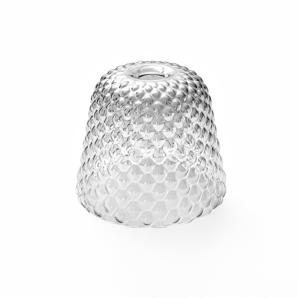 Dyfuzor ze szkła dymnego do lamp wiszących - wykończenie przezroczyste, wzór dekoracyjny, oprawka E27 (małe szkło) śr 25 x 21,5