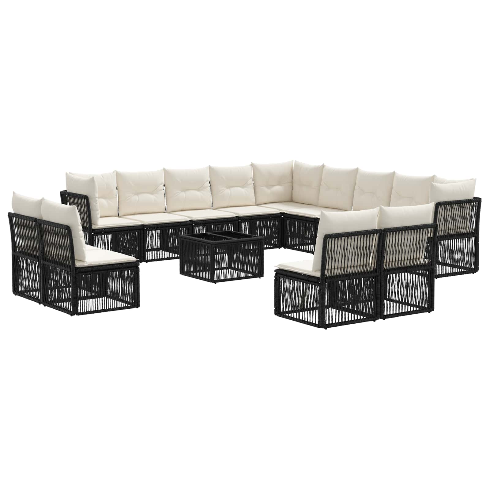 Zestaw Sof na Ogród 14 pcs Czarny polirattan vidaXL