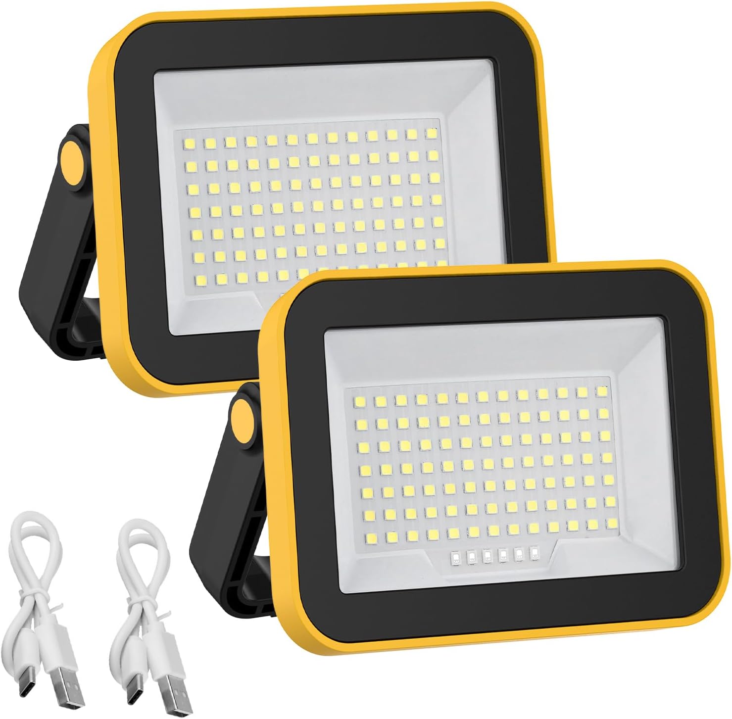 Zestaw 2 akumulatorowych, przenośnych, ultrajasnych lamp roboczych SMD LED, reflektorów podłogowych, zasilanych bezprzewodowo przez USB, idealnych