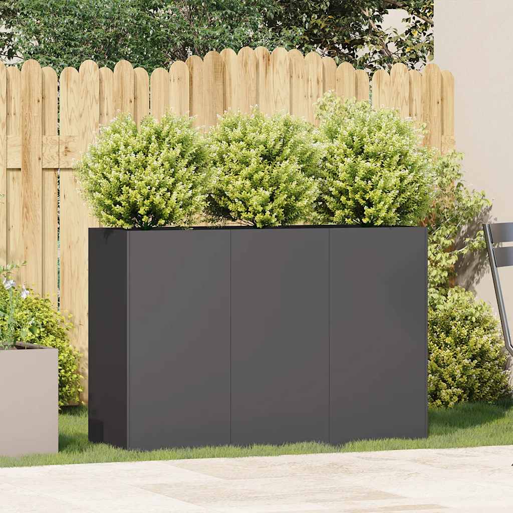 Doniczka Czarna 120x40x80 cm Stal walcowana na zimno