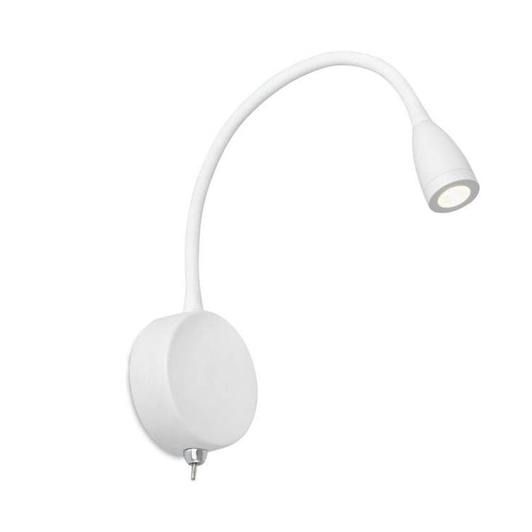 Faro Barcelona - Kinkiet LED Loke 3W z ramieniem - aluminium i malowany metal, sypialnia, lampka do czytania - biały