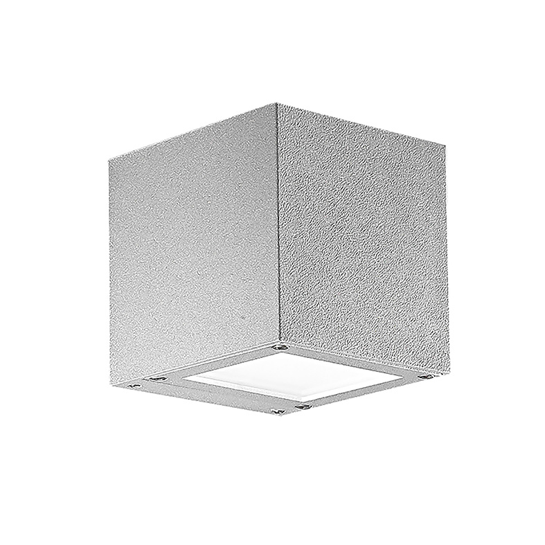 Srebrna lampa ścienna LED 4,5 W, pojedyncza emisja, kwadratowa, IP65, 3000 K, szara – oświetlenie zewnętrzne ścienne z odlewu aluminiowego