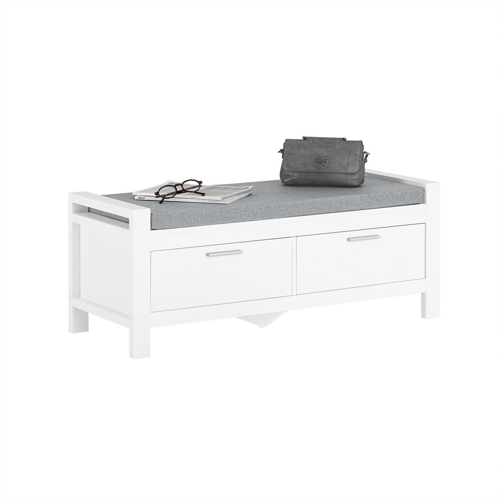 SoBuy Biała Szafka na Buty z 2 Szufladami i Siedziskiem Organizer FSR74-W