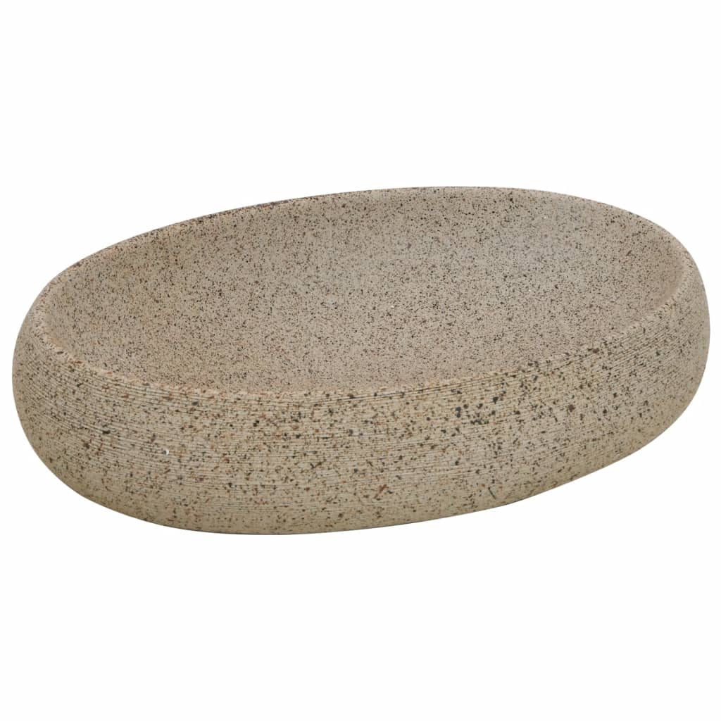 Umywalka Nablatowa Ceramiczna Owalna Beżowa do Łazienki