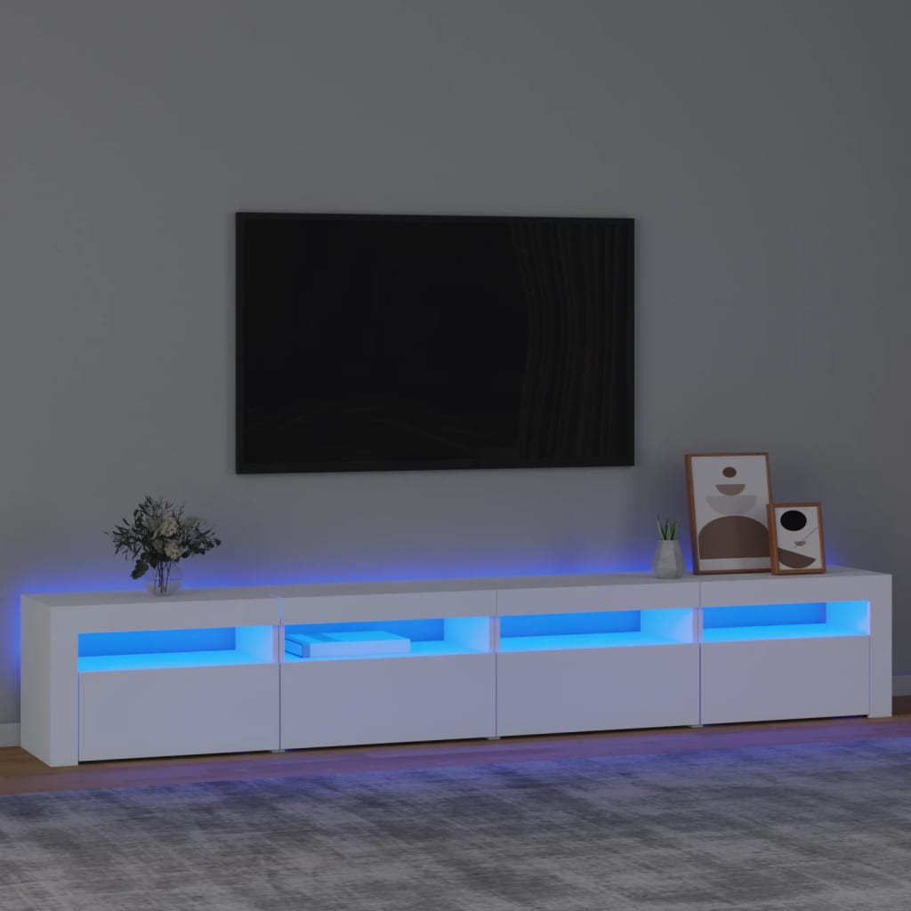 Szafka pod TV z oświetleniem LED, biała, 240x35x40 cm vidaXL