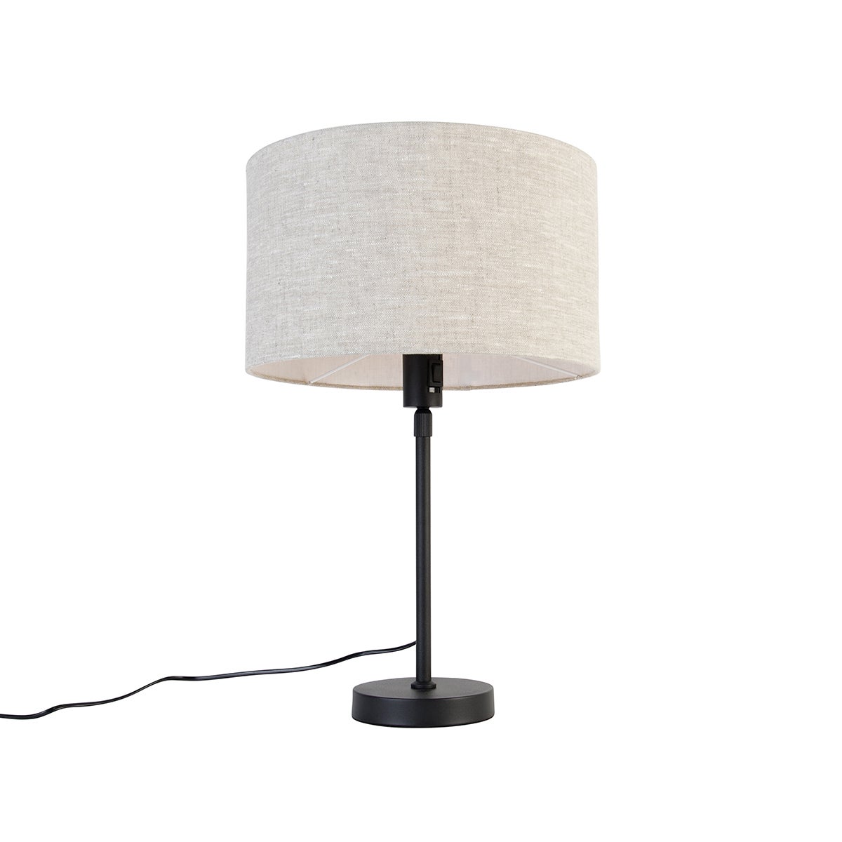Qazqa designerski lampa stołowa z kloszem - Parte Stof - czarny, okrągły, max. 60w, e27, 68cm, IP20 oświetlenie wewnętrzne