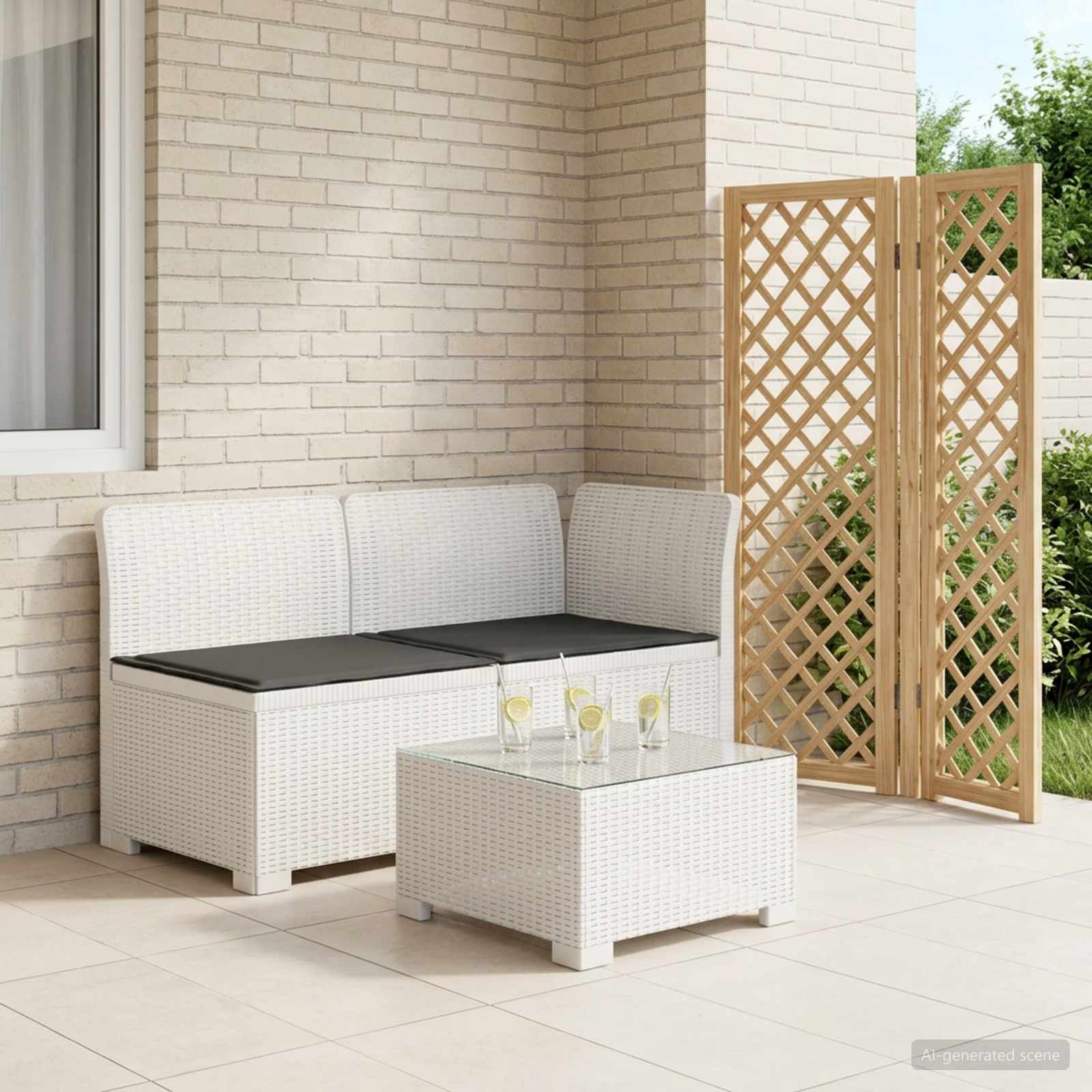 Sofa Ogrodowa 2-osobowa z Poduszkami w Wyglądzie Rattanowym PP vidaXL