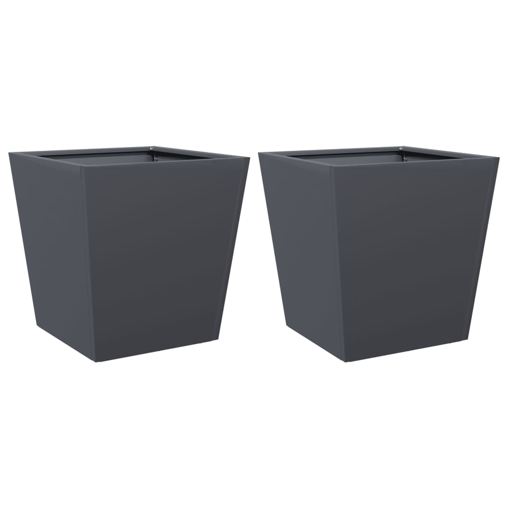2x Donica Ogrodowa Metalowa Antracytowa z Dnem na Taras