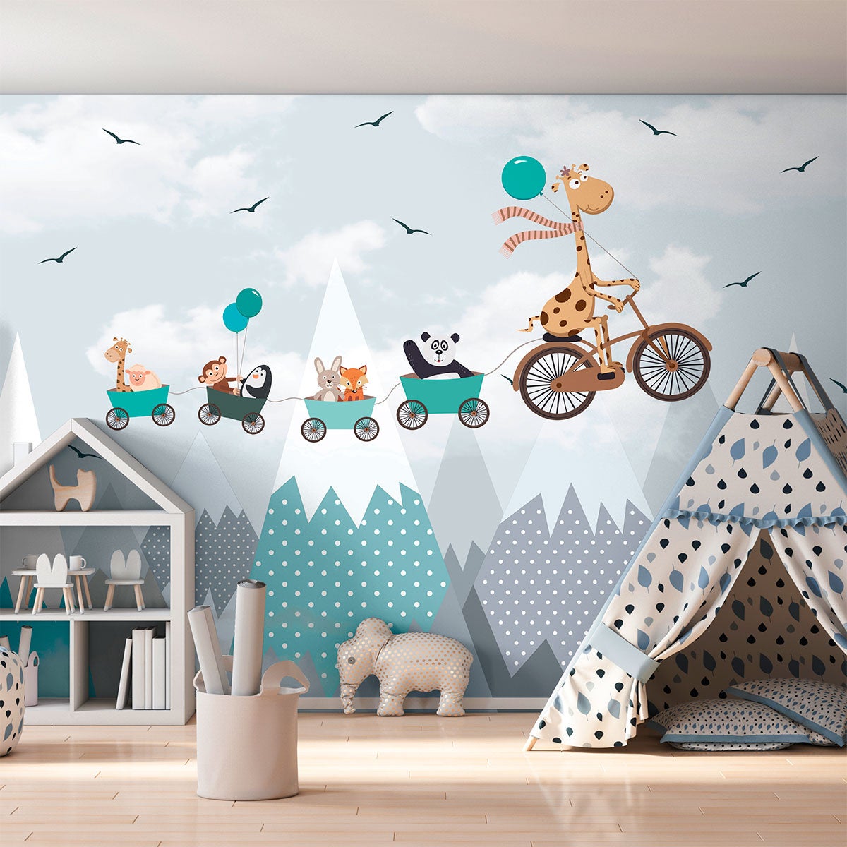Tapeta panoramiczna z motywem zwierząt w górach Skandynawii, wys. 250 x szer. 360 cm