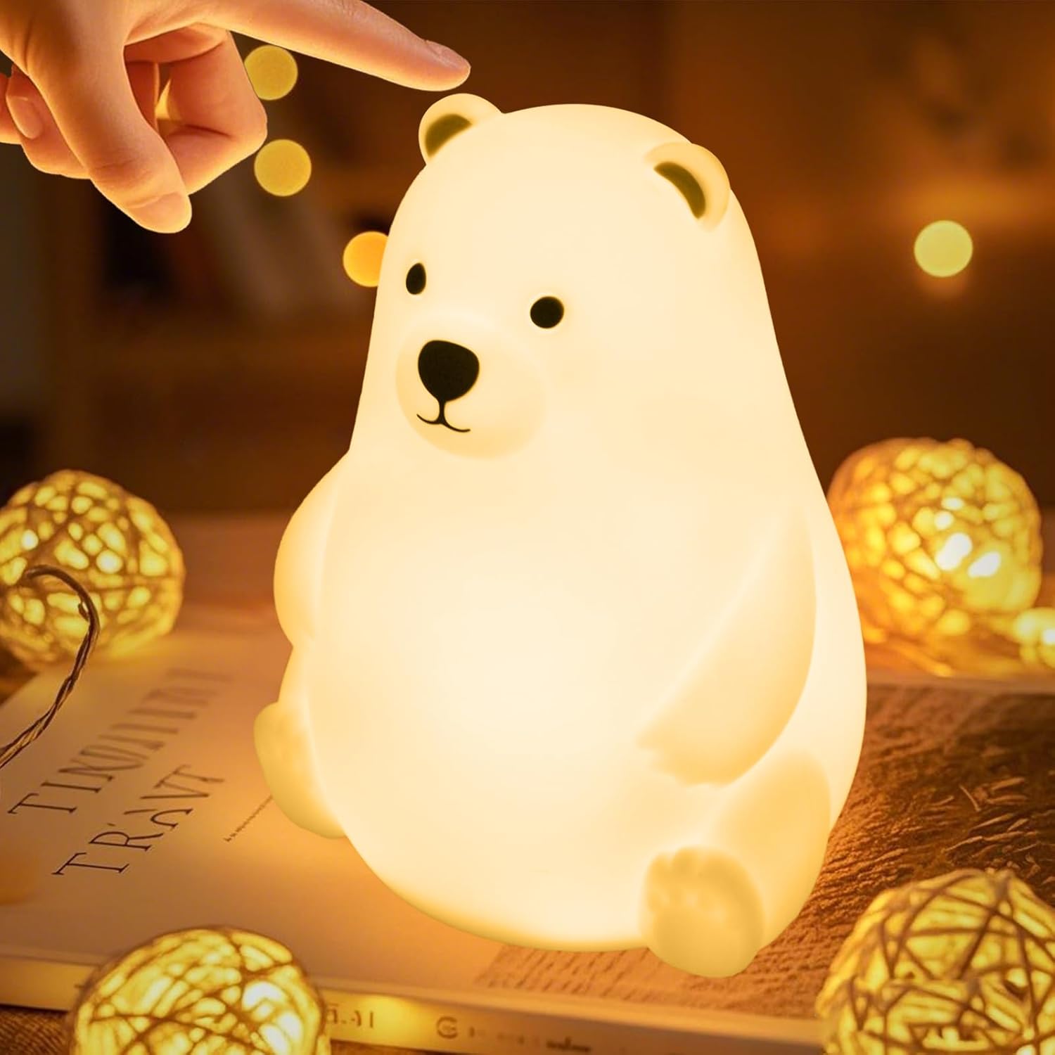 Lampka Nocna dla Dzieci Ładowalna Lampka Nocna dla Niemowląt Regulowane Poziomy Jasności LED Lampka dla Dziewczynek Silikonowa Dotykowa Szafkę Nocną