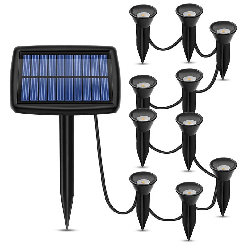 Solarne lampy gruntowe 10 w 1, solarna lampa ogrodowa, wodoodporne oświetlenie krajobrazowe do dekoracji ścieżki, chodnika, patio