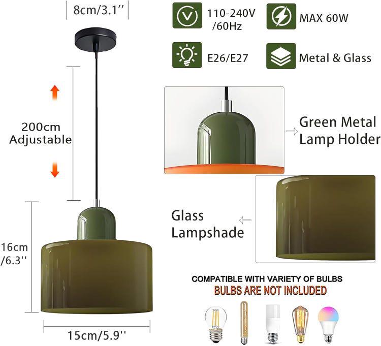 15 cm nowoczesna skandynawska lampa wisząca ze szkła, lampa wisząca E27, regulowana wysokość 200 cm, metal i szkło, designerskie oświetlenie do kuchni
