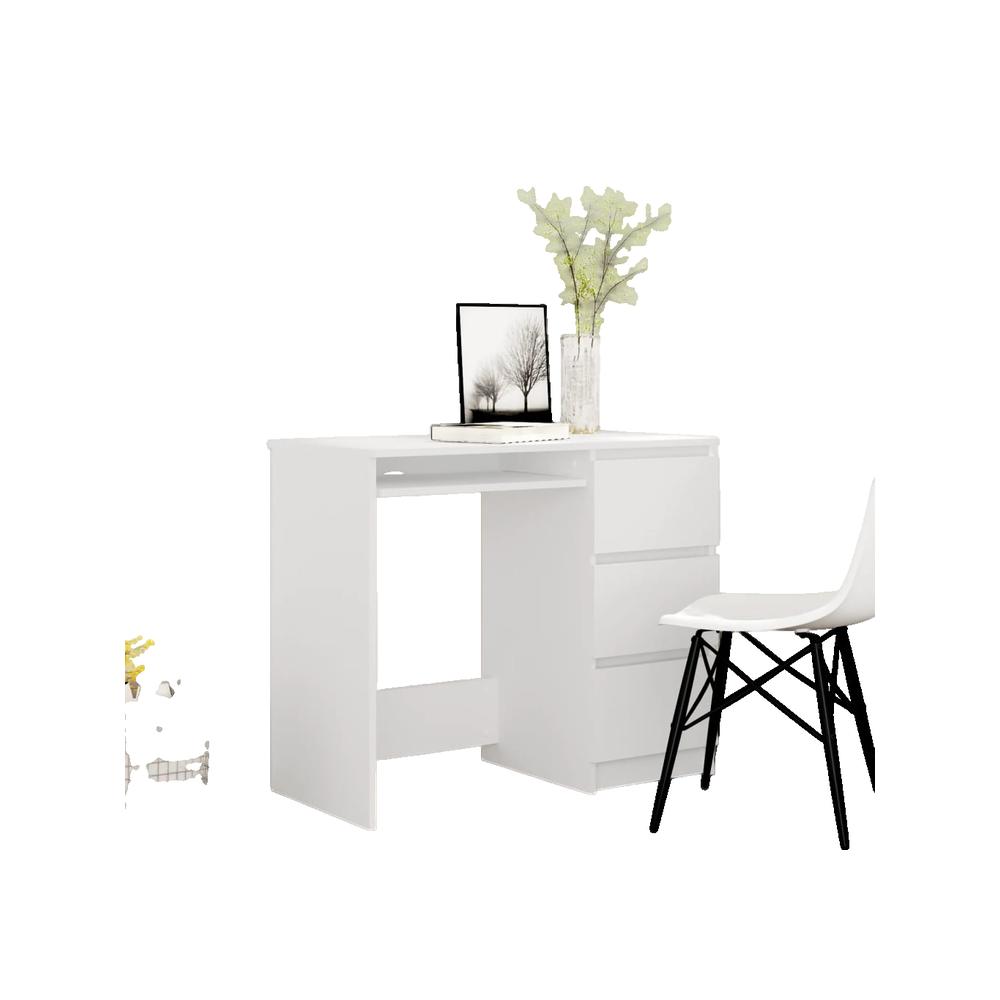 Biurko vidaXL Białe 90x45x76 cm Drewno inżynieryjne z 3 szufladami