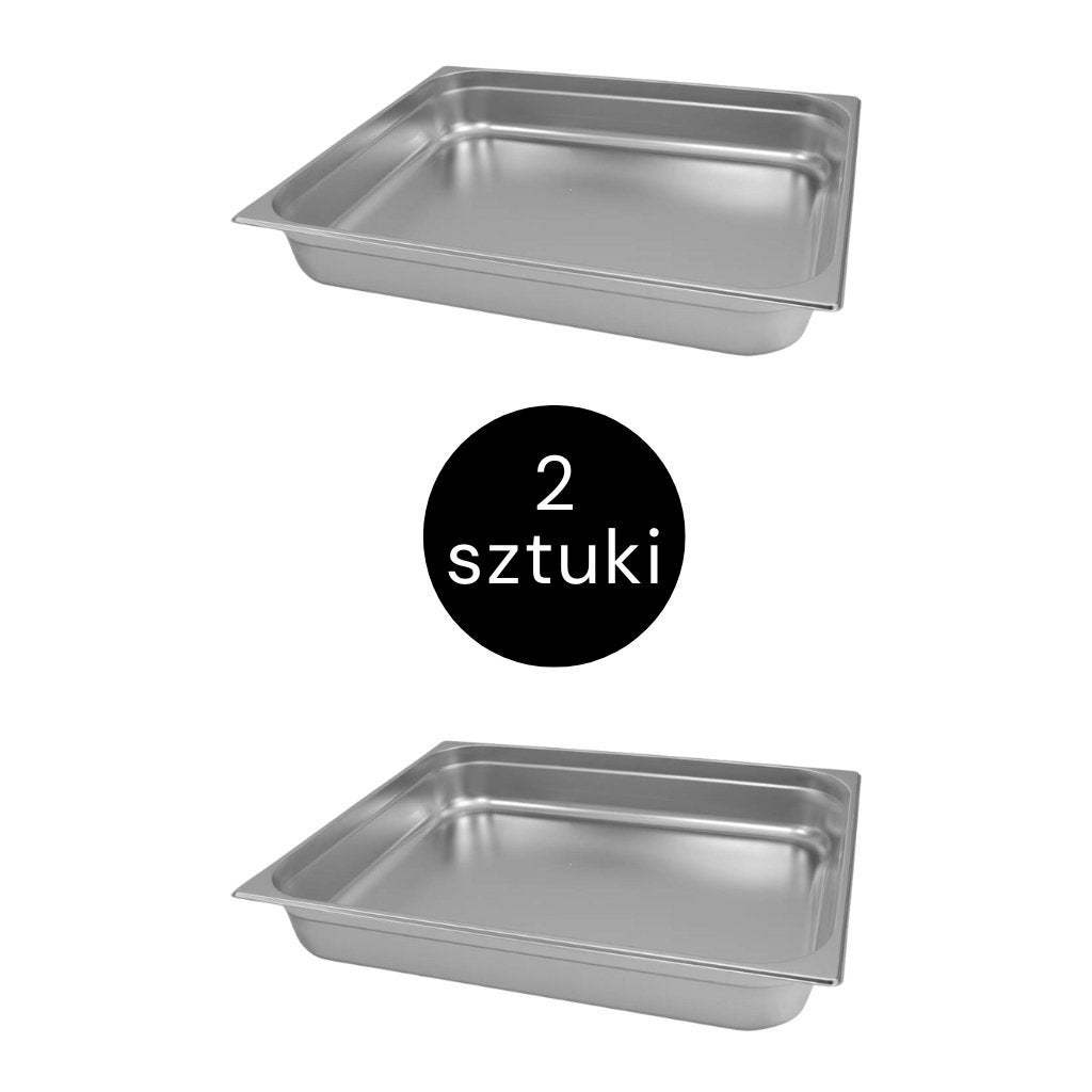 2 x patelnie hotelowe pojemnik gastronomiczny GN ze stali nierdzewnej 2/1 650x530x100mm Mega-M