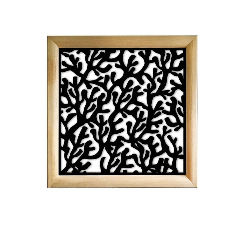 KORAL - Kwadratowe moduły dekoracyjne z drewna i PCV - Rozmiar 98x98 cm - Grubość 64 mm - Kolor wewnętrzny CZARNY